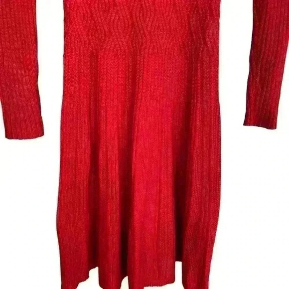 Jessica Howard Sweater Dress Size S Red Pattered Waist Holiday Bodycon Stretch - Picture 4 of 12